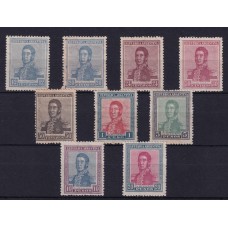 ARGENTINA 1917 GJ 447/55 ESTAMPILLAS NUEVAS CON GOMA SOLO FALTAN LOS VALORES BAJOS DE LA SERIE U$ 179.50